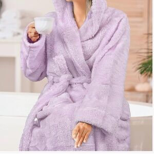 Lavender Hooded Plush Robe